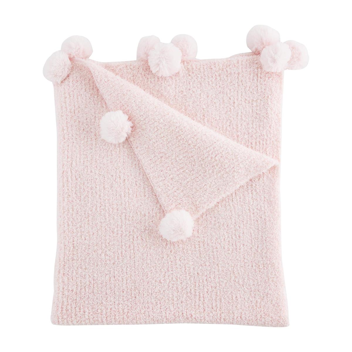 Pink Chenille Pom Pom Blanket Lucy Rose