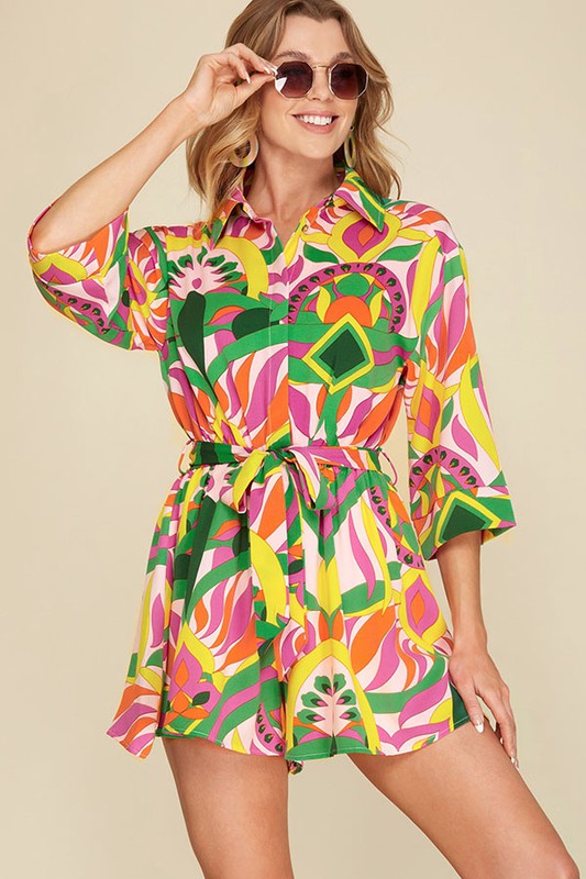 Green/Pink Joan Romper