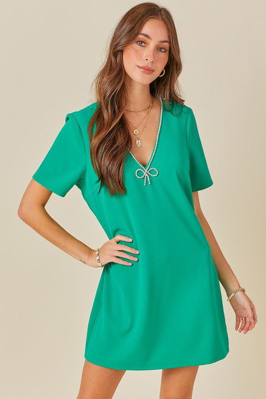 Green Kourt Bow Dress