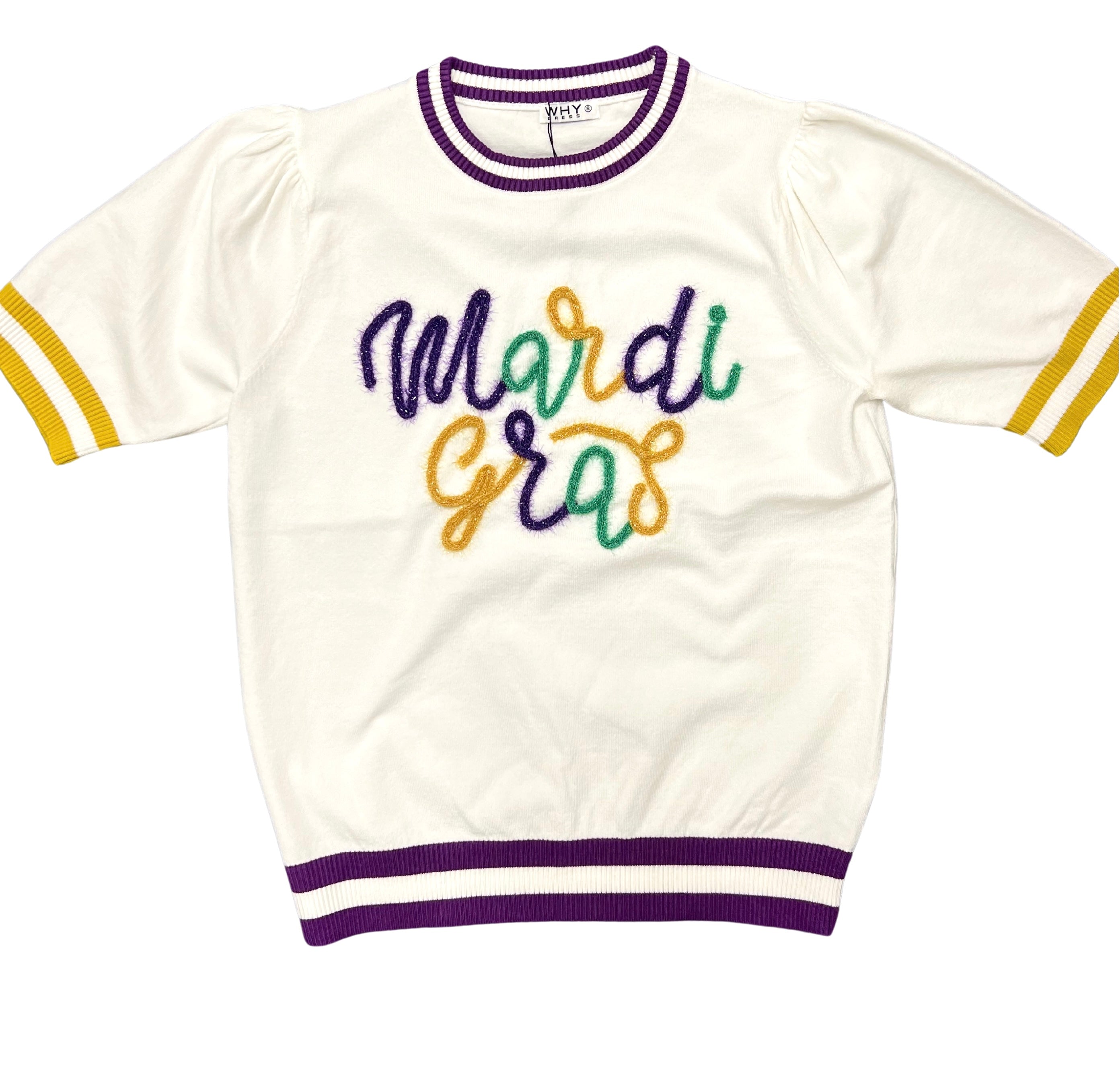 mardi gras script sweater