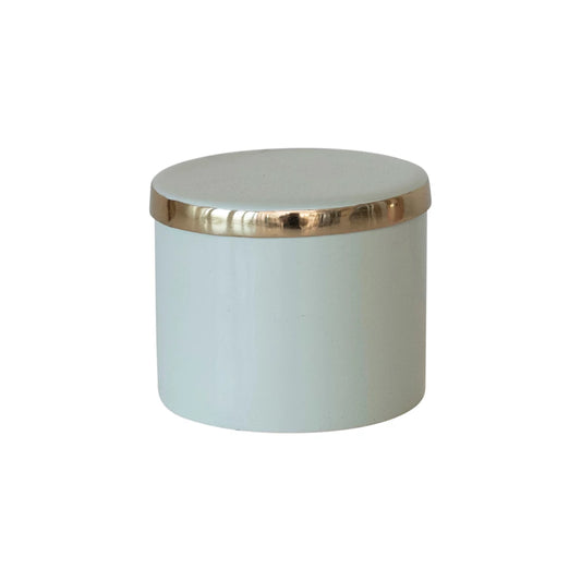 Mint Decorative Enameled Metal Box w/ Lid