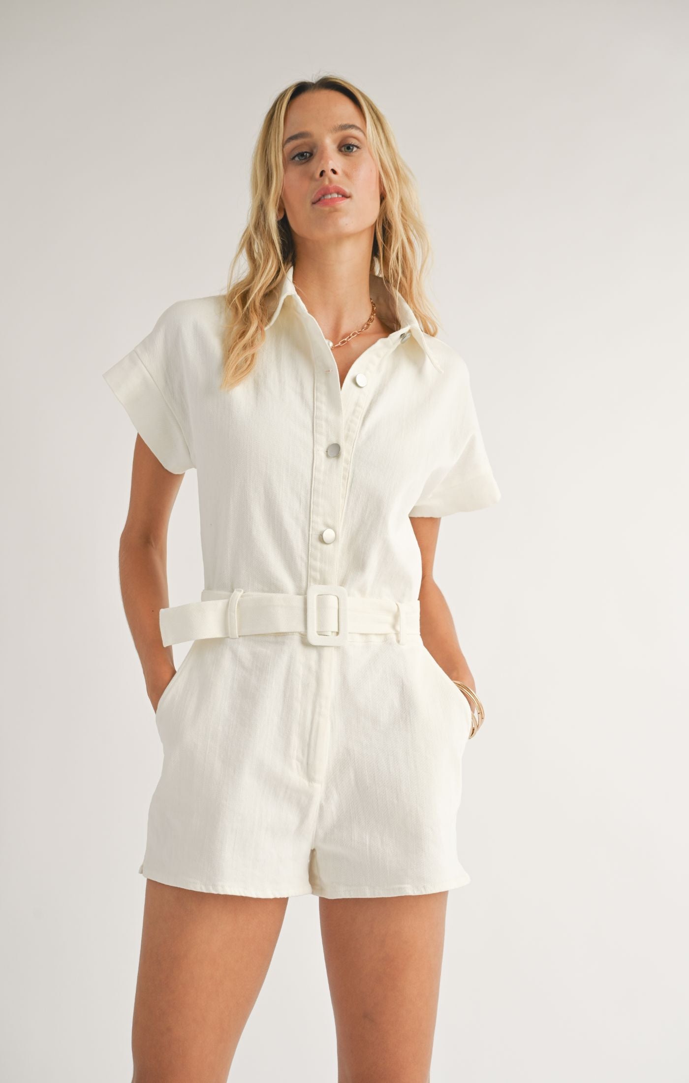 Pearl Rose White Romper