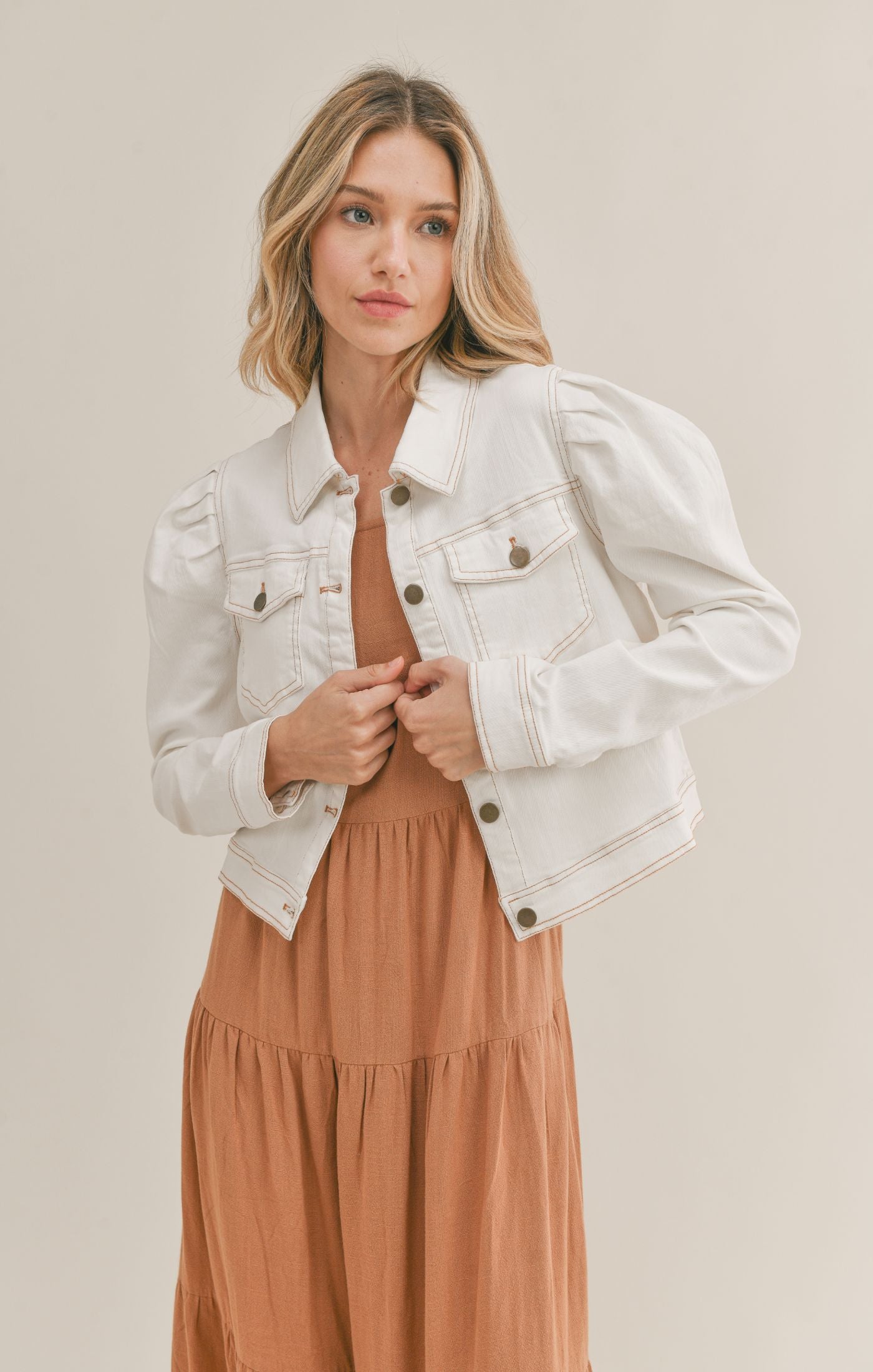 White Renee Contrast Denim Jacket – Lucy Rose
