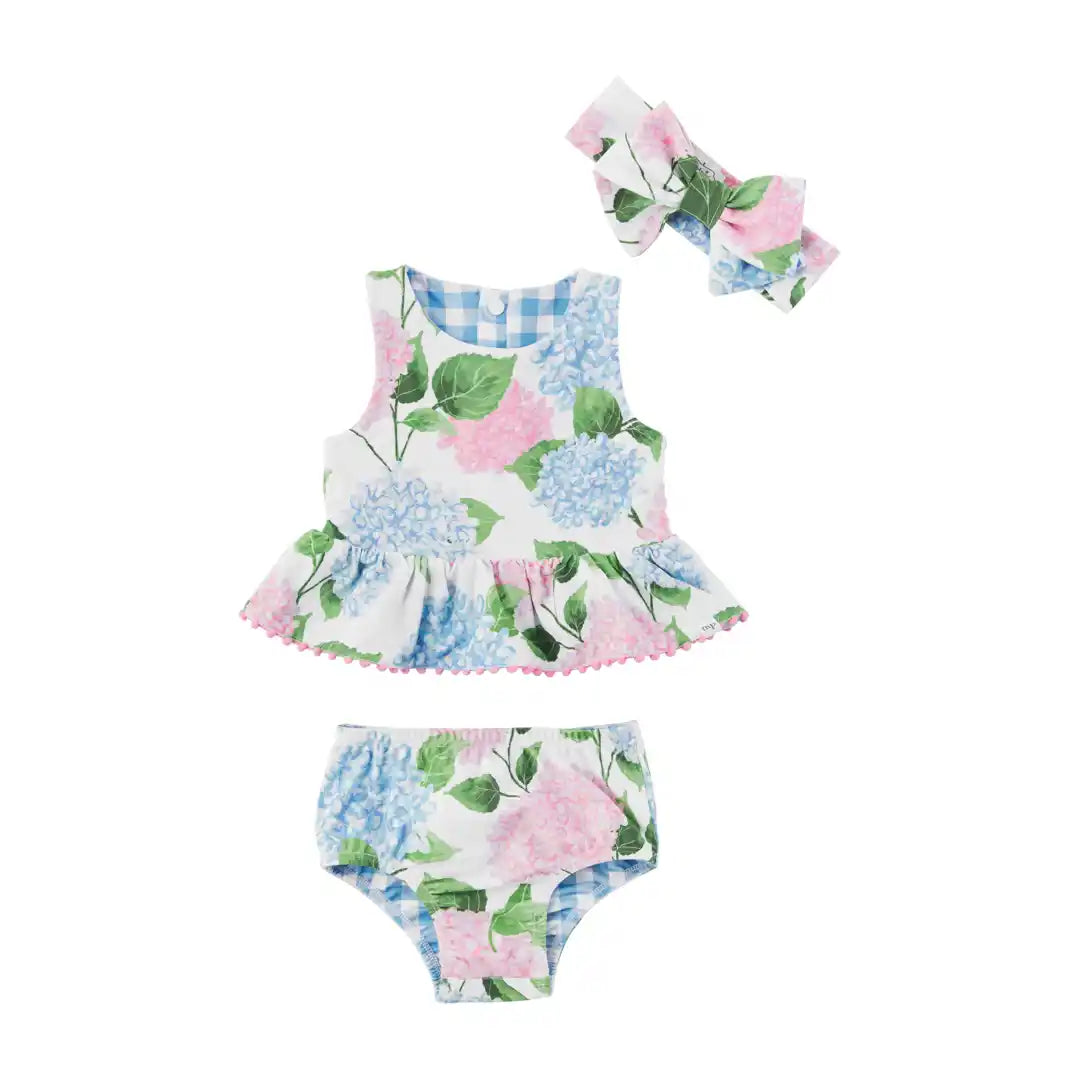 Hydrangea/Gingham Reversible Swimsuit