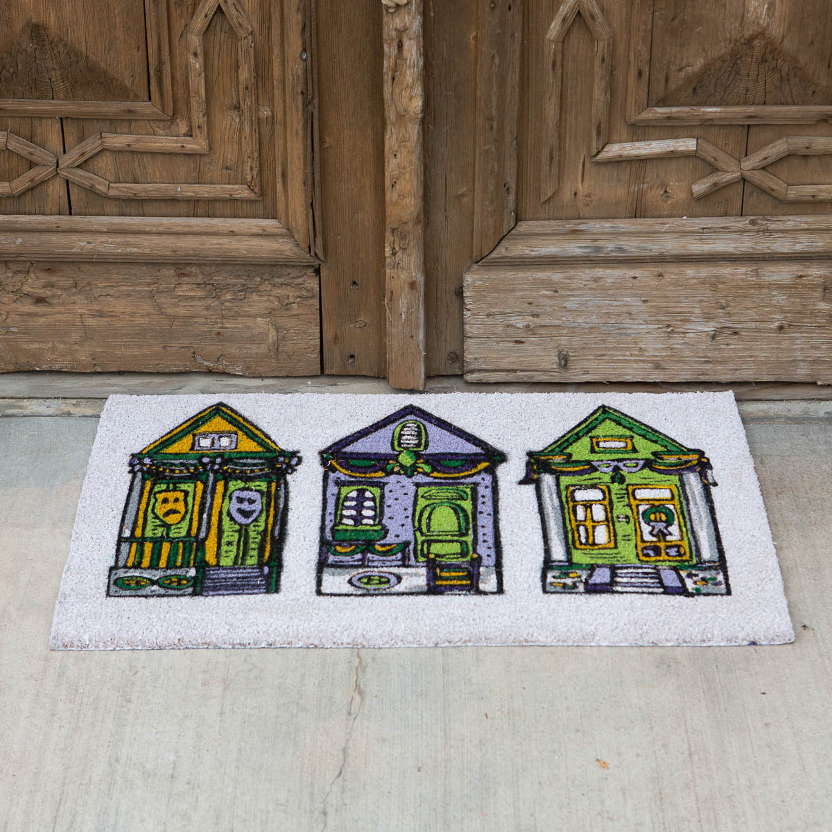 Mardi Gras Houses Door Mat