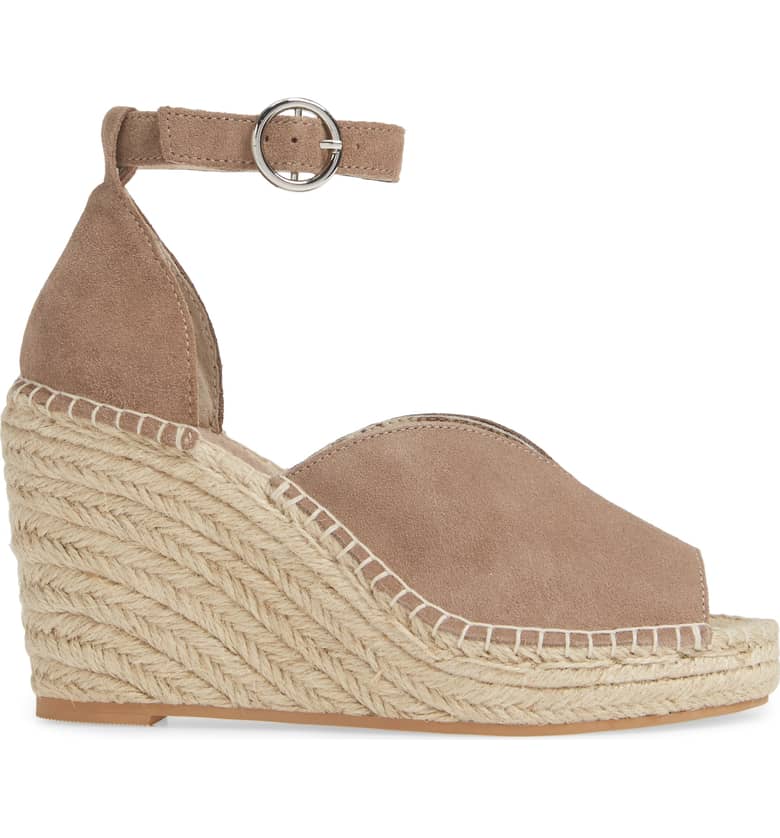 Taupe Suede Espadrille Wedges