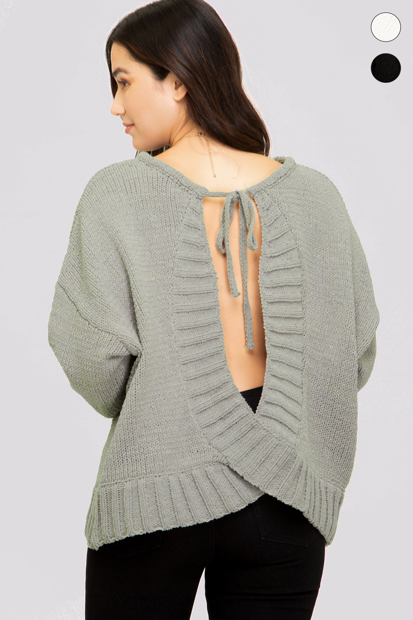 Long Sleeve Open Back Sweater