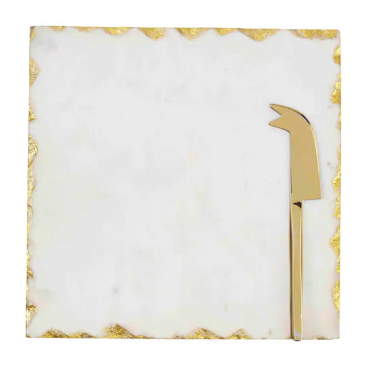 Gold Edge Marble Cheese Set
