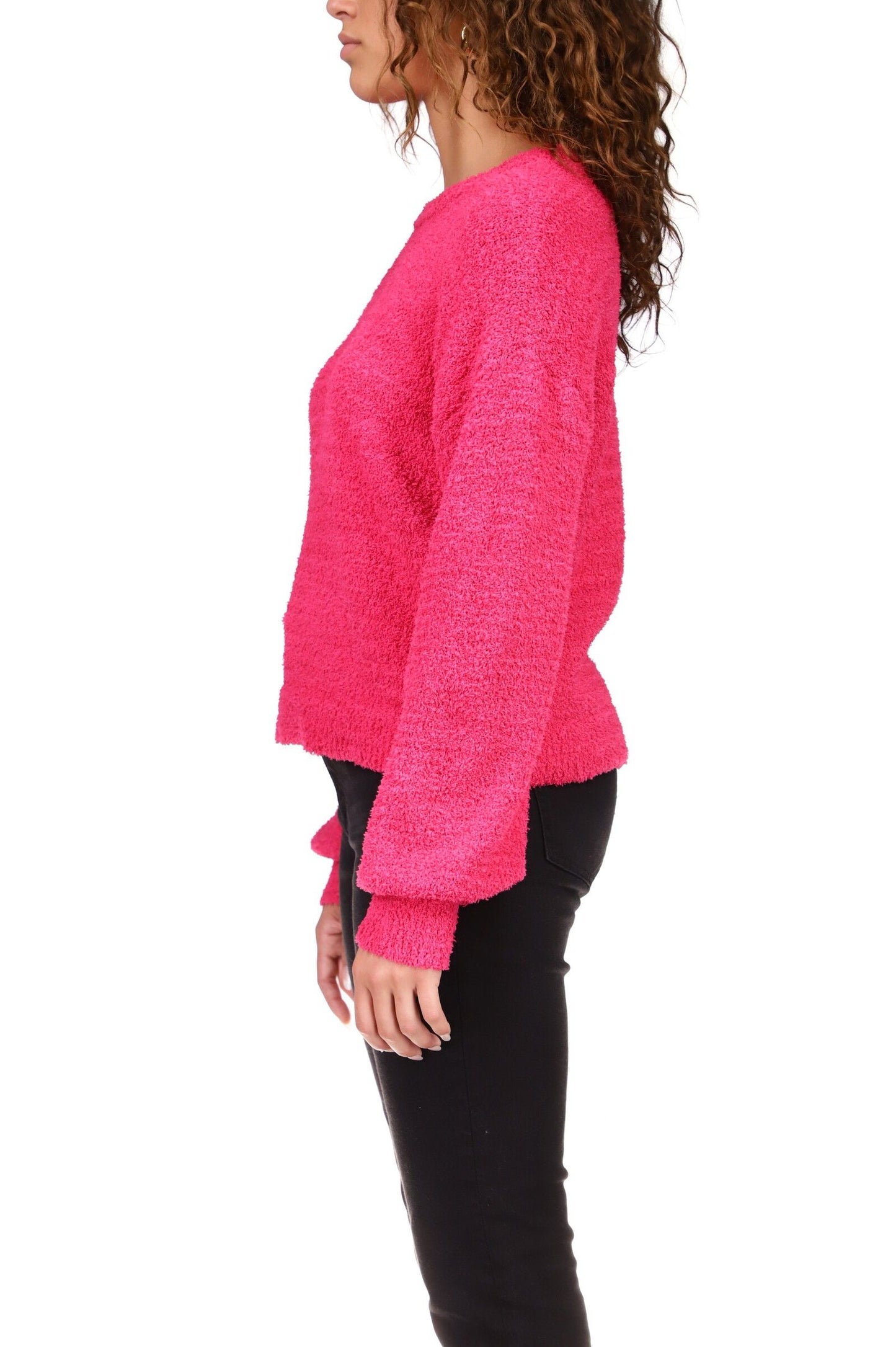 Power Pink Plush Volume Slv Sweater