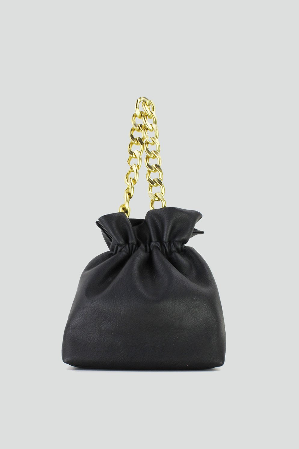 Black Bucket Bag w/ Gold Chain Handle
