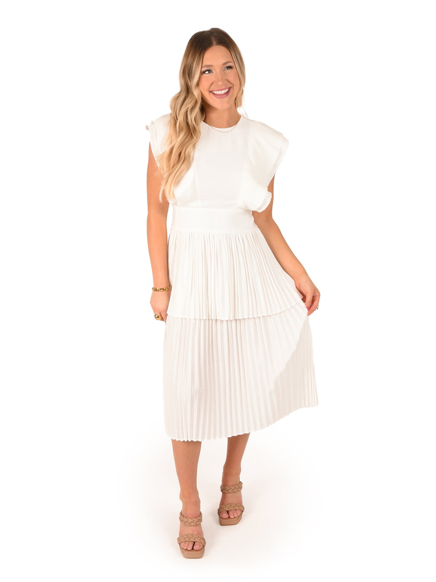 White Pleat Dress