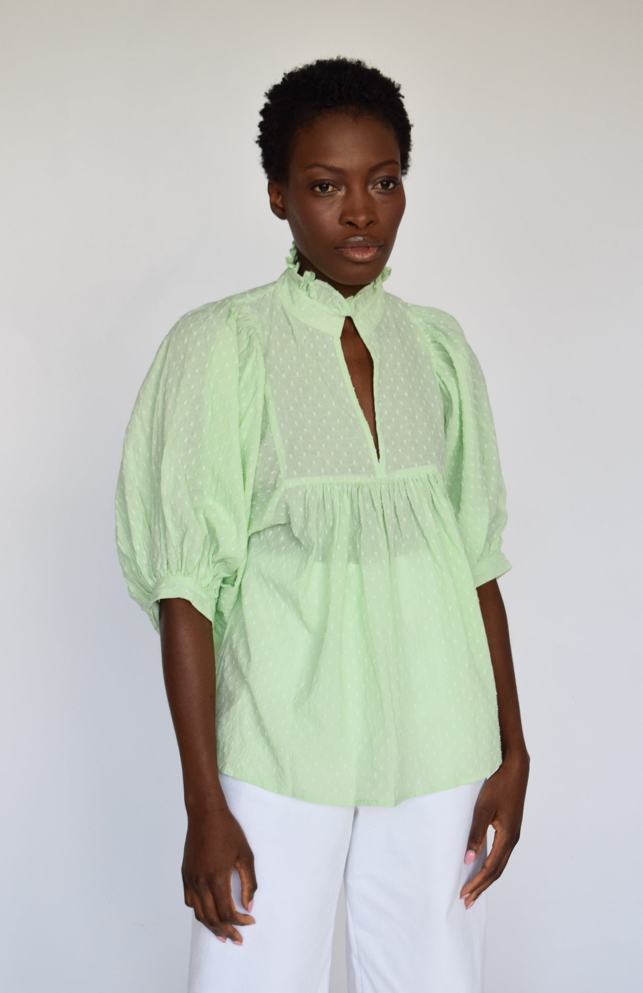 Mint Swiss High Neck Top