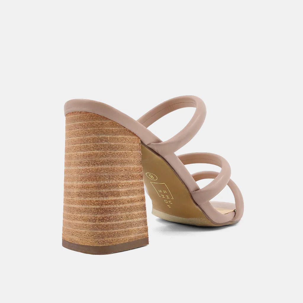 Mauve 3 Strap Ginger Block Heel
