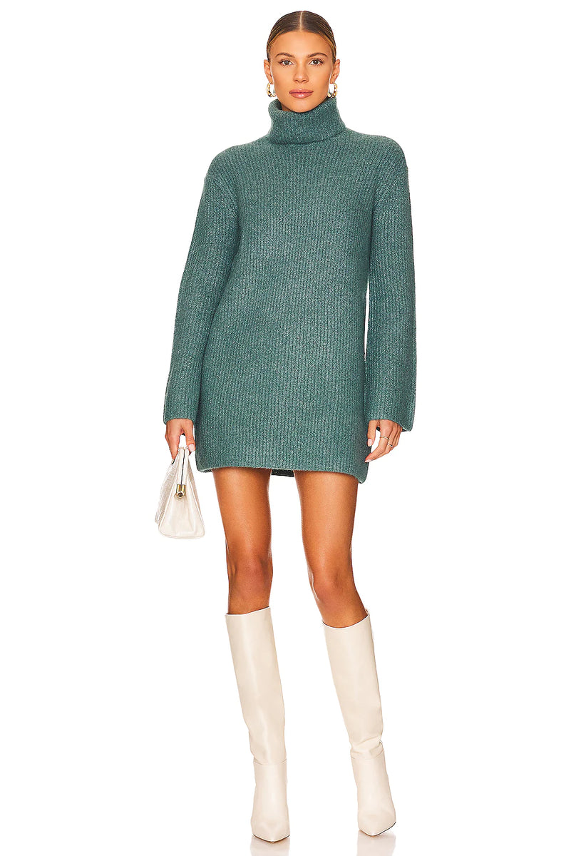 Green Foliage Abbie Sweater Dress  Lucy Rose