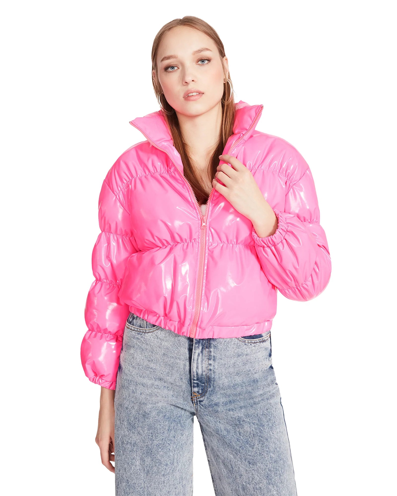 Pink bubble top puffer jacket