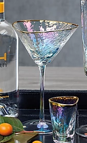 Aperitivo Triangular Martini Glass-Luster w/ Gld Rim