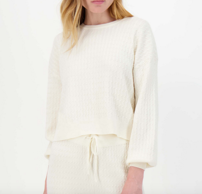 Ivory Cable Blousant Slv Sweater