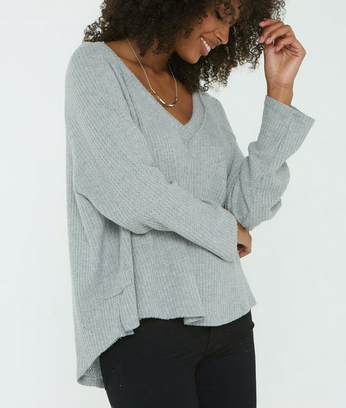 H. Grey Thermal Cozy Raglan Top