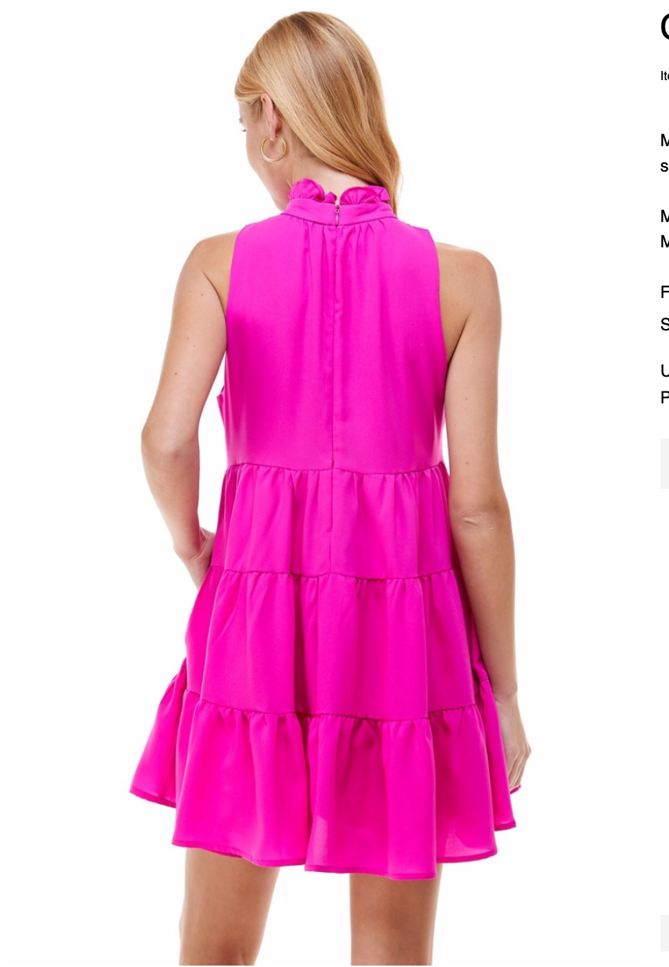 Magenta Tiered Ruffle Neck Dress