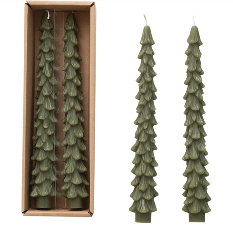 10" Green Tree Shaped Taper Candles