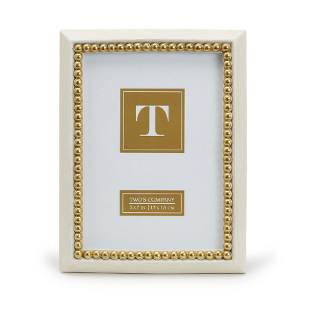Gold/White Beaded 5x7 Frame