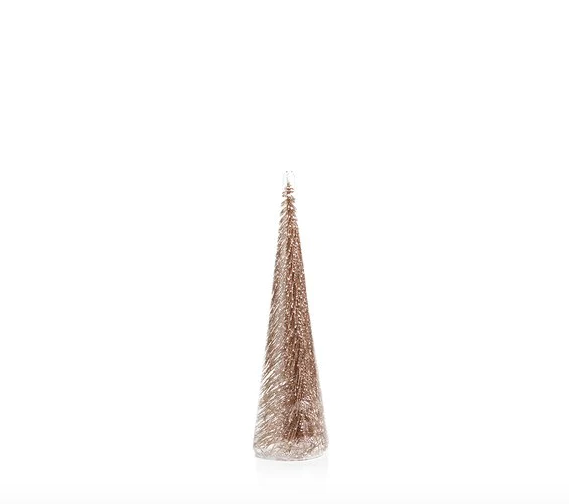 Clear Glass Tree w/ Champagne Glitter-Large