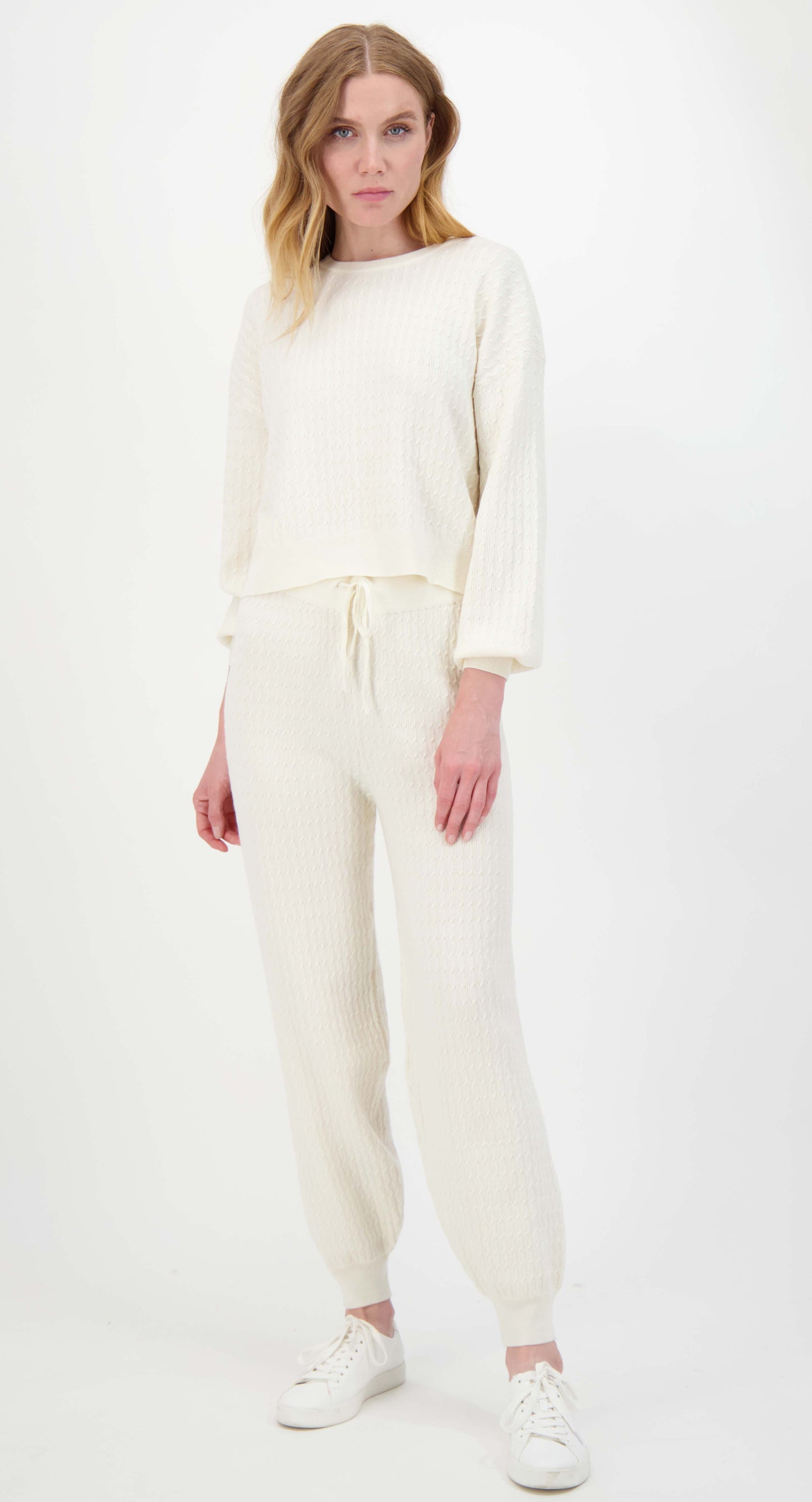 Ivory Cable Blousant Slv Sweater