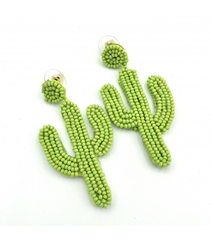 Beaded Cactus Earrings