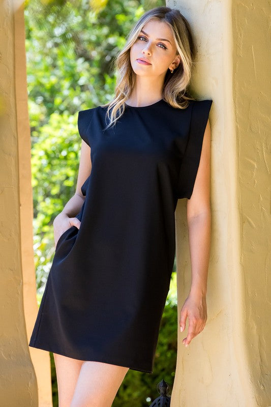 Black S/L Pocket Dress