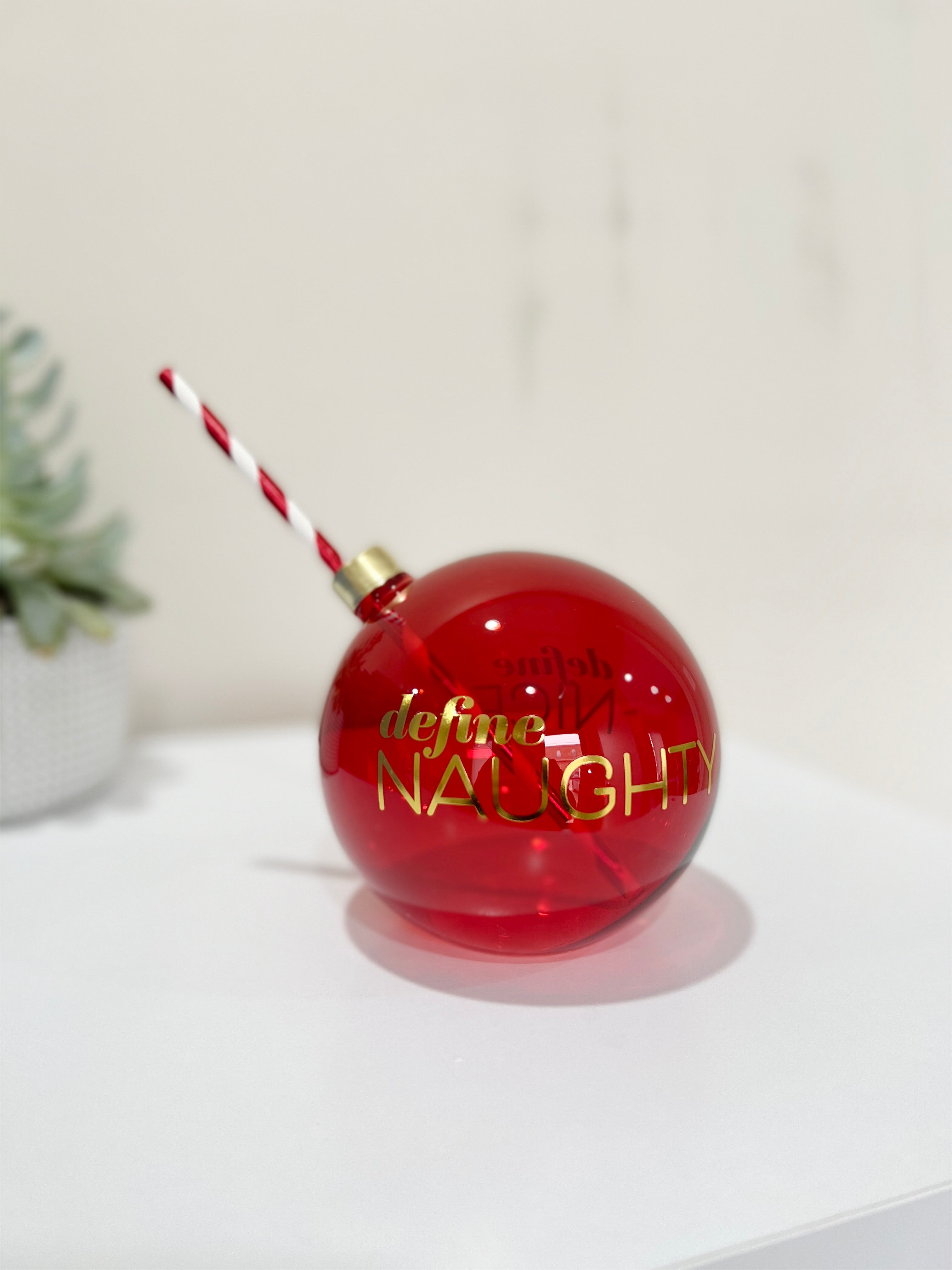 unique 12oz. Red Christmas Ornament Cup w/ Straw - 1ct.