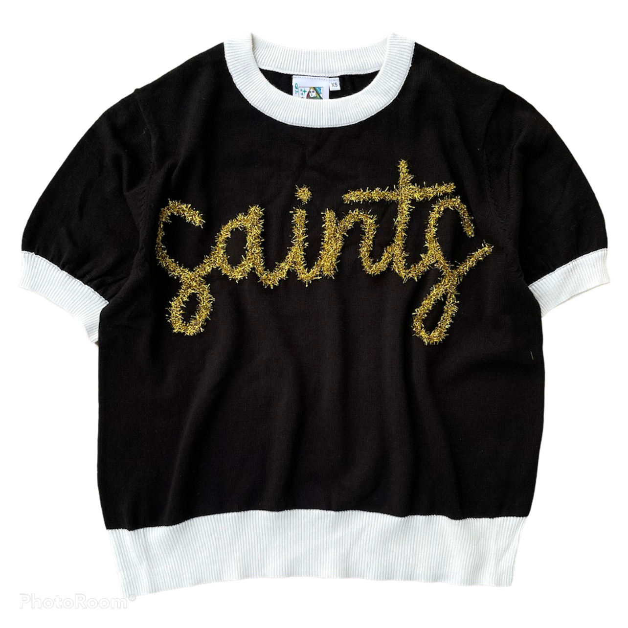 Saints Glitter Script Sweater SS- White/Black/Gold