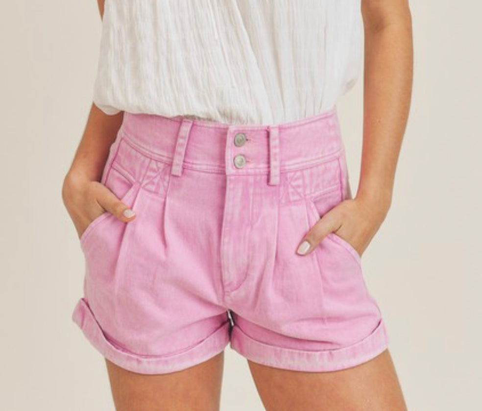 Pink acid hot sale wash shorts