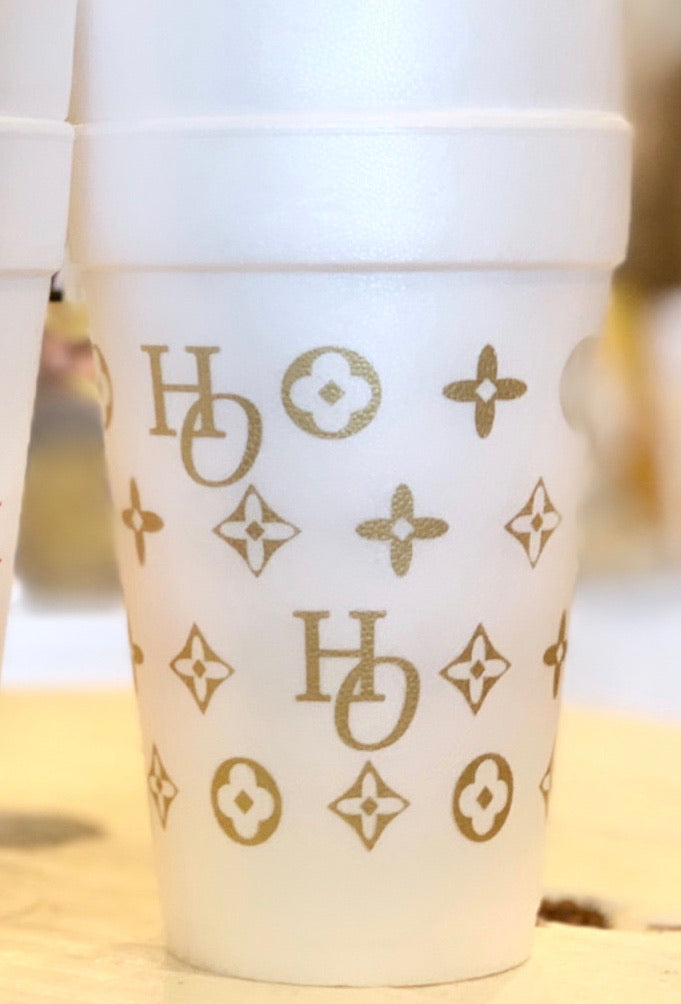 Ho Ho Ho LV Gold Styrofoam Cups Sleeve