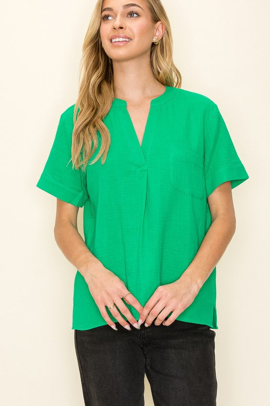 Kelly Green S/S Pocket Top