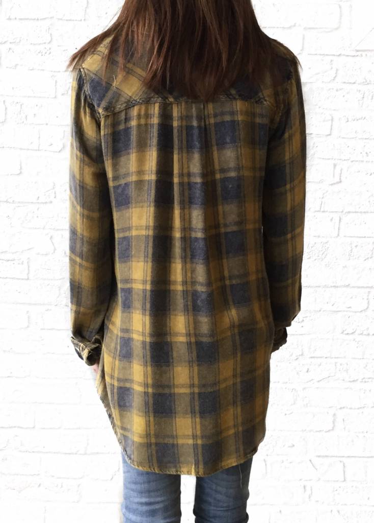 Mustard/Navy Plaid Shirt