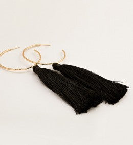 Leucadia Tassel Hoops-Black-GD