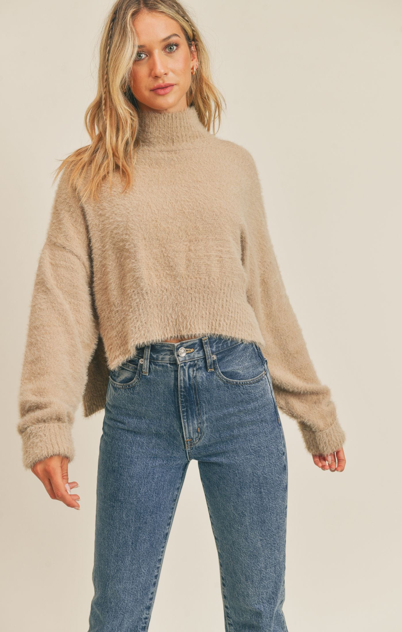 Taupe Suzanne Feather Yarn Sweater