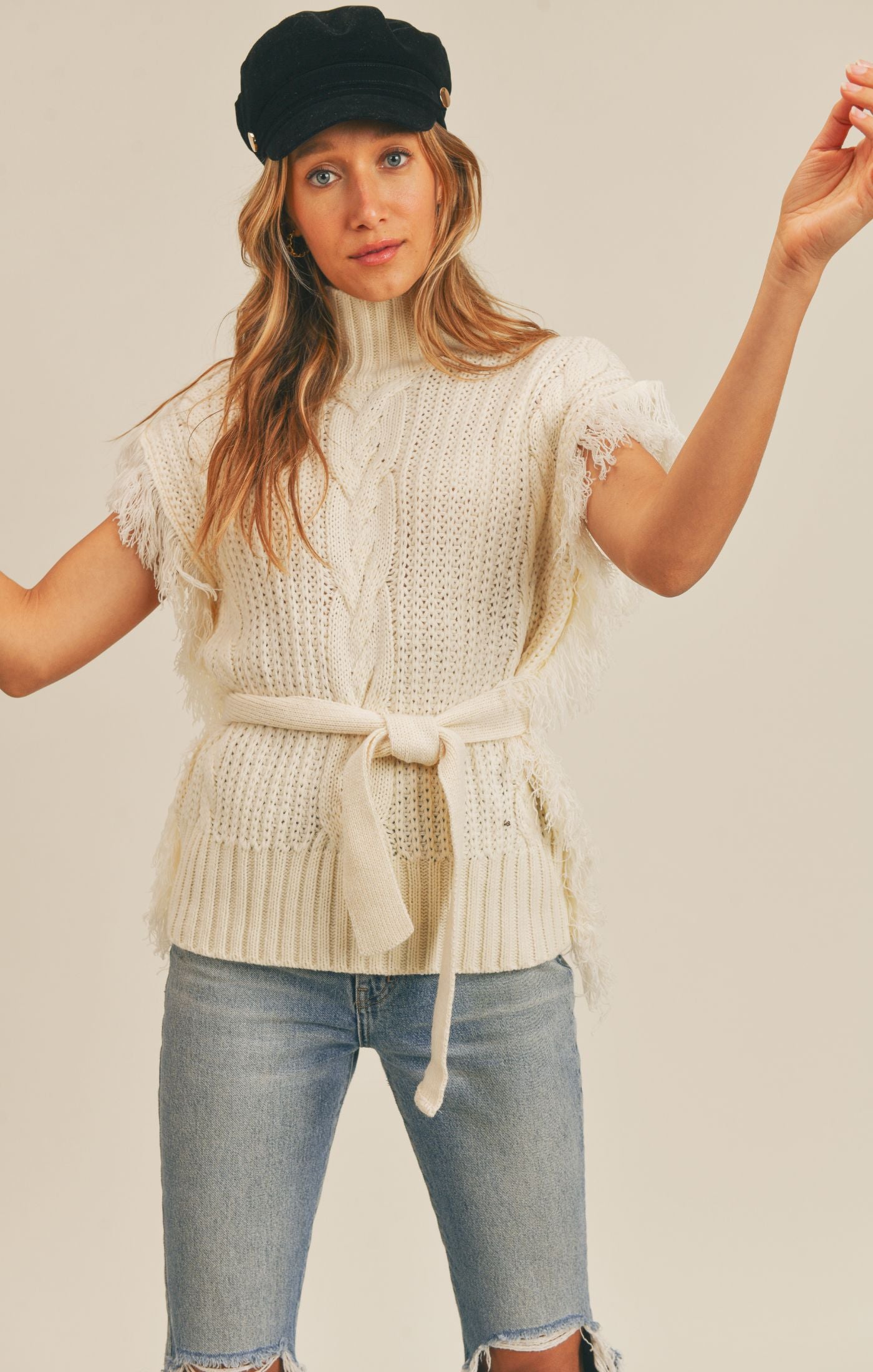 Fringe on sale sweater vest