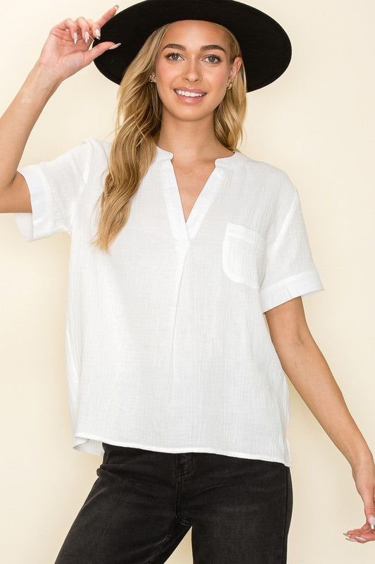 White S/S Pocket Top