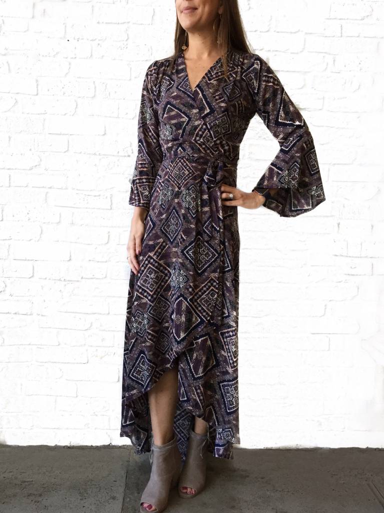 Wendell Wrap Maxi Bell Slv Dress-GD