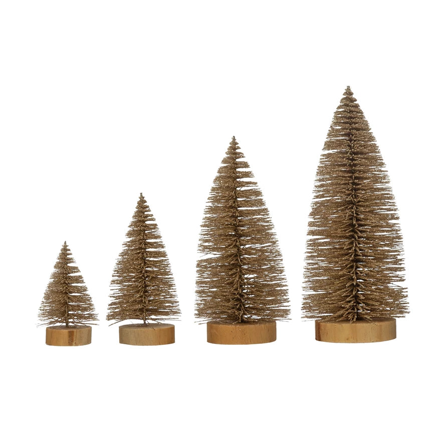 Plastic Bottle Brush Trees Set/4