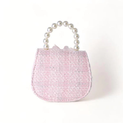 Pink Feather Floral Tweed Purse