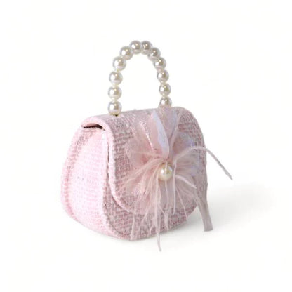 Pink Feather Floral Tweed Purse