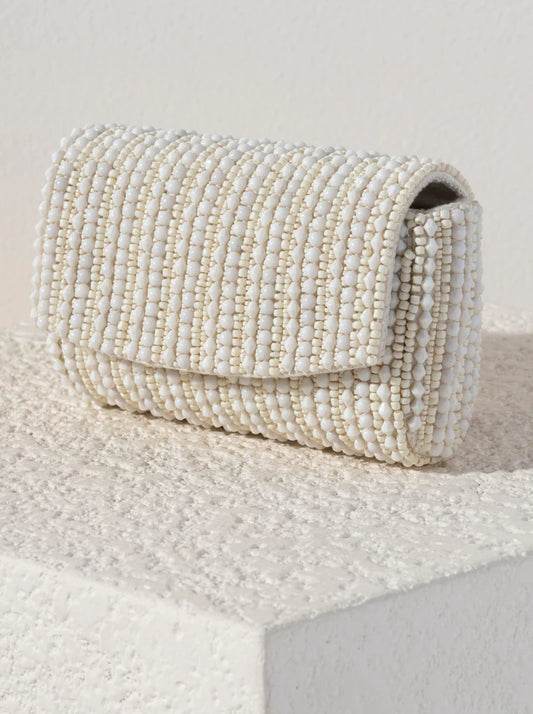 White Danny Beaded Clutch