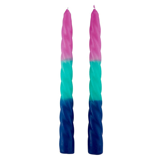 Pink/Green/Blue Taper Candle