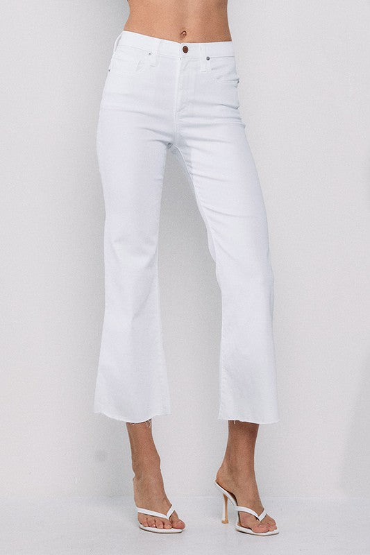 White Mia Crop Flare Jeans – Lucy Rose - Main Image