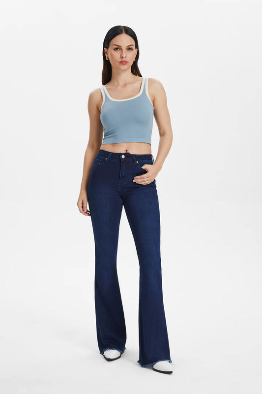 Deep Water High Rise Flare Jeans