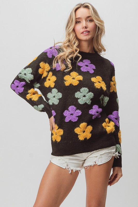 Black Mya Flower Sweater