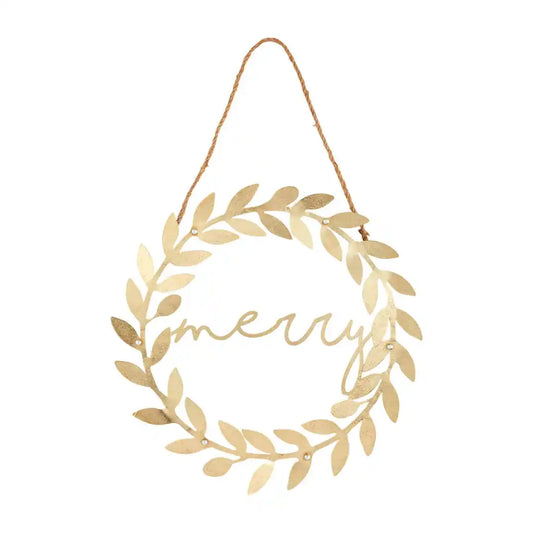 Merry Gold Wreath Door Hanger