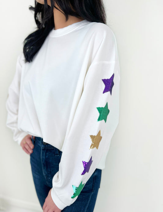 Jules Mardi Gras Stars Sweatshirt